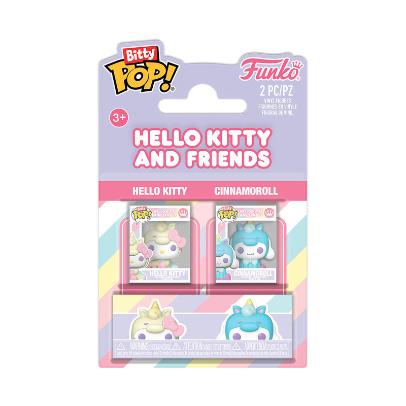 HELLO KITTY AND FRIENDS PACK 2 FIGURINES HELLO KITTY ET CINNAMOROLL BITTY POP VINYL 2 CM