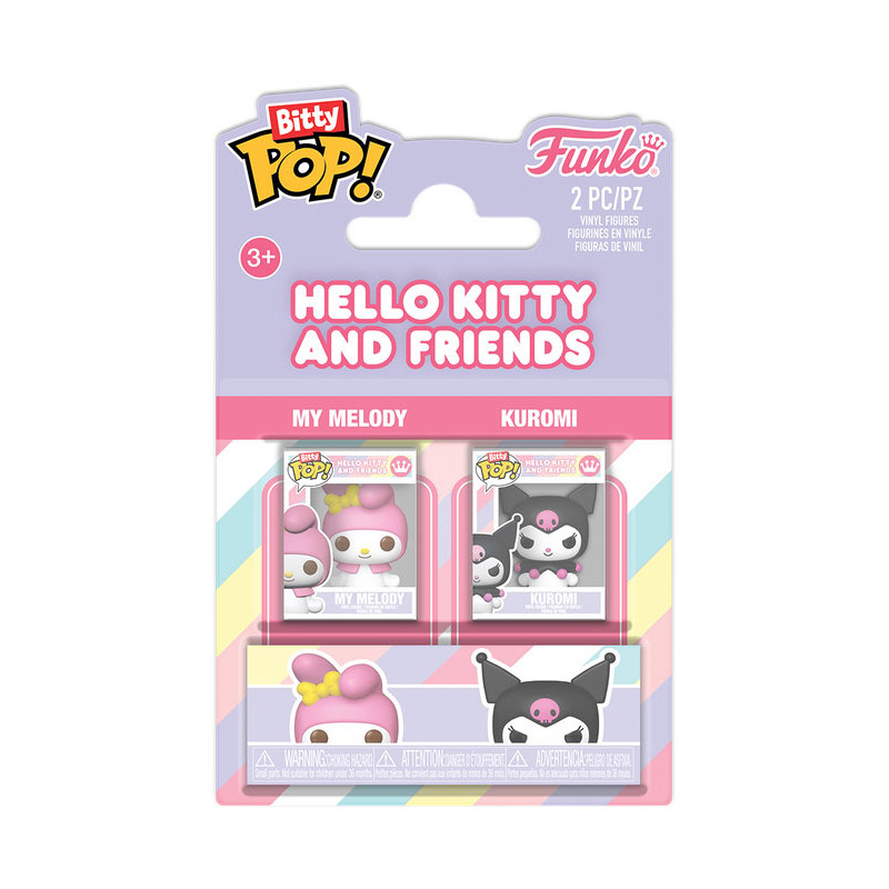 HELLO KITTY MELODY ET KUROMI 2 PACK BITTY POP FIGURINE 3 CM