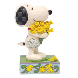 SNOOPY AVEC UN BOUQUET DE JONQUILLES