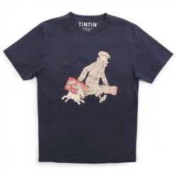 T SHIRT TINTIN VALISE BLEU MARINE M