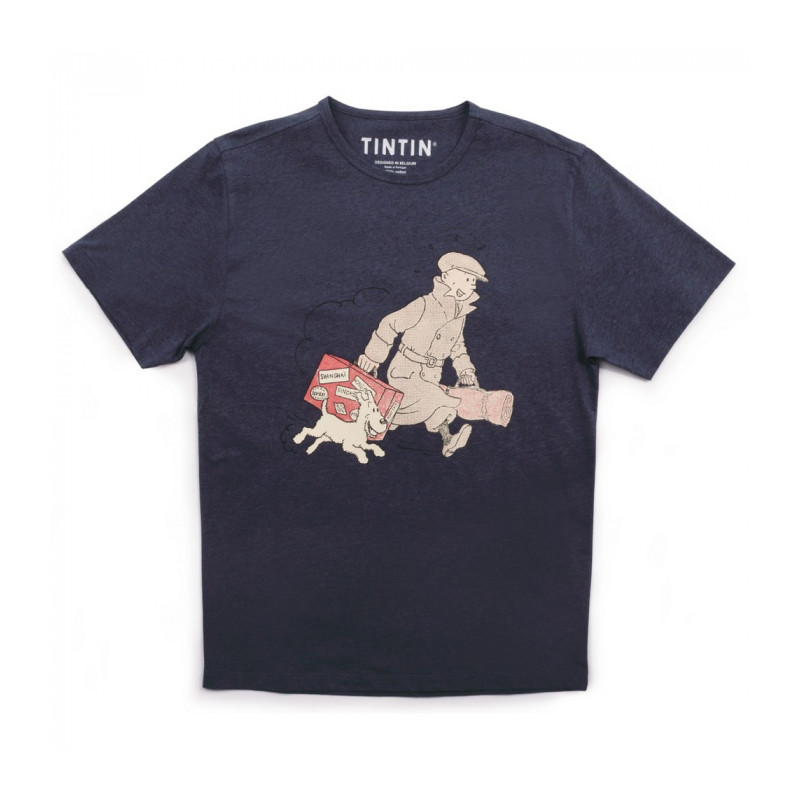 T SHIRT TINTIN VALISE BLEU MARINE XXL