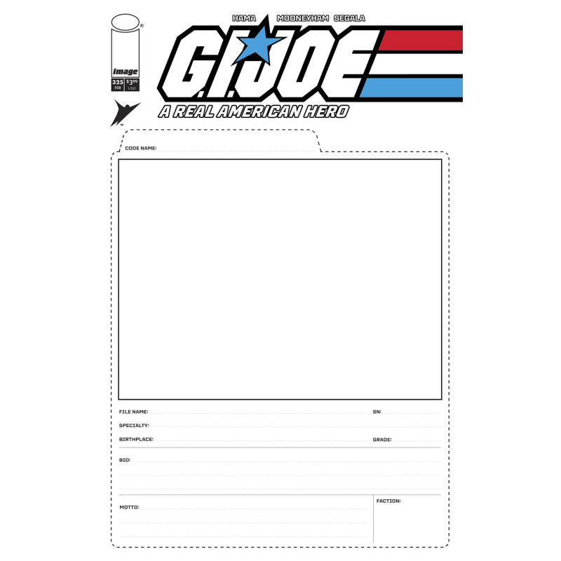 GI JOE A REAL AMERICAN HERO 325 CVR F BLANK SKETCH FILE CARD VAR