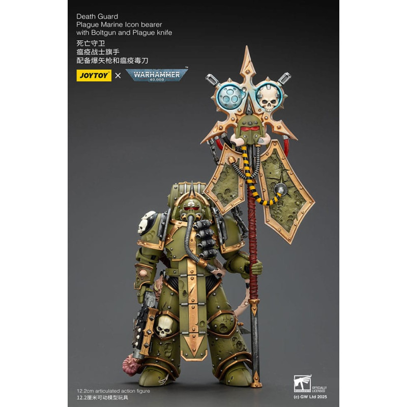 DEATH GUARD PLAGUE MARINE ICON BEARER WARHAMMER 40K FIGURINE 14 CM