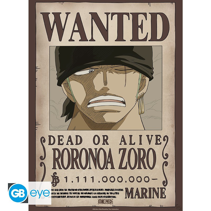 ZORO WANO WANTED ONE PIECE POSTER CHIBI 52X38