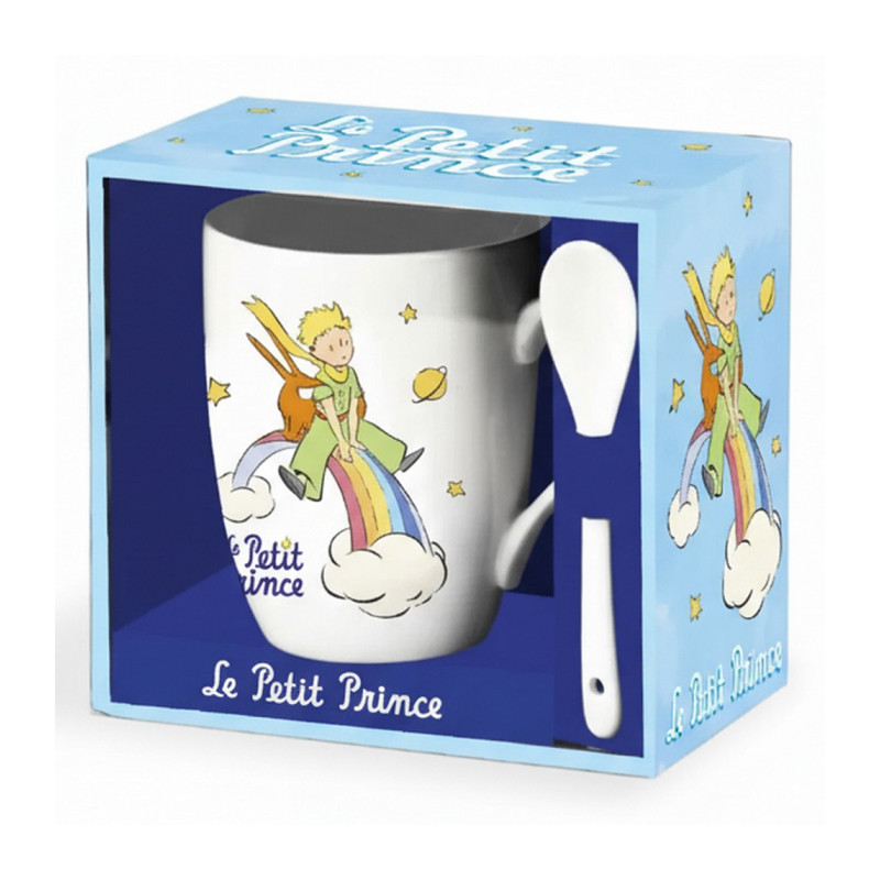 LE PETIT PRINCE ARC EN CIEL MUG AVEC CUILLIERE 13 CM