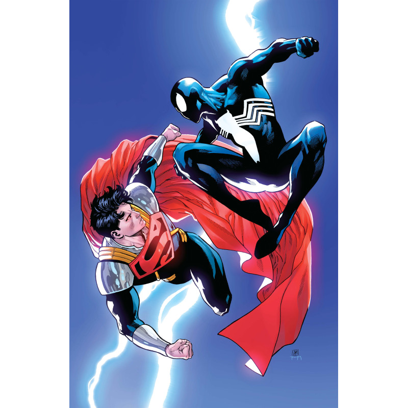 DC MARVEL SUPERMAN SPIDER-MAN 1 (ONE SHOT) CVR R DANIEL SAMPERE SUPER-BOY PRIME & SPIDER-MAN BLACK CARD STOCK VAR