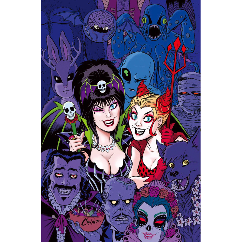 HARLEY QUINN X ELVIRA 6 CVR F AMANDA CONNER PARTY METAL VIRGIN VAR