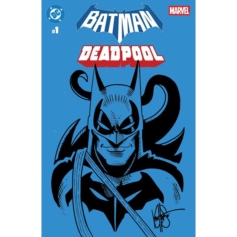 DF DC/MARVEL BATMAN/DEADPOOL 1 BLANK VARIANT SIGNED AND REMARKED BY KEN HAESER WITH A DEADBAT SKETCH