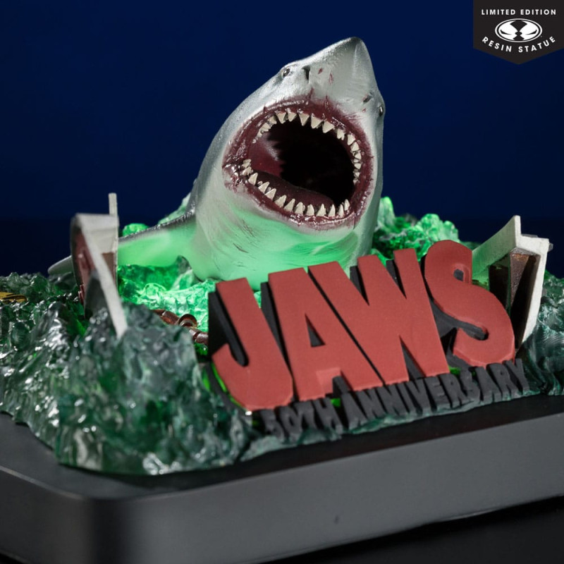 LES DENTS DE LA MER STATUETTE 1 48 POLYRESINE JAWS 50TH ANNIVERSARY 25 CM