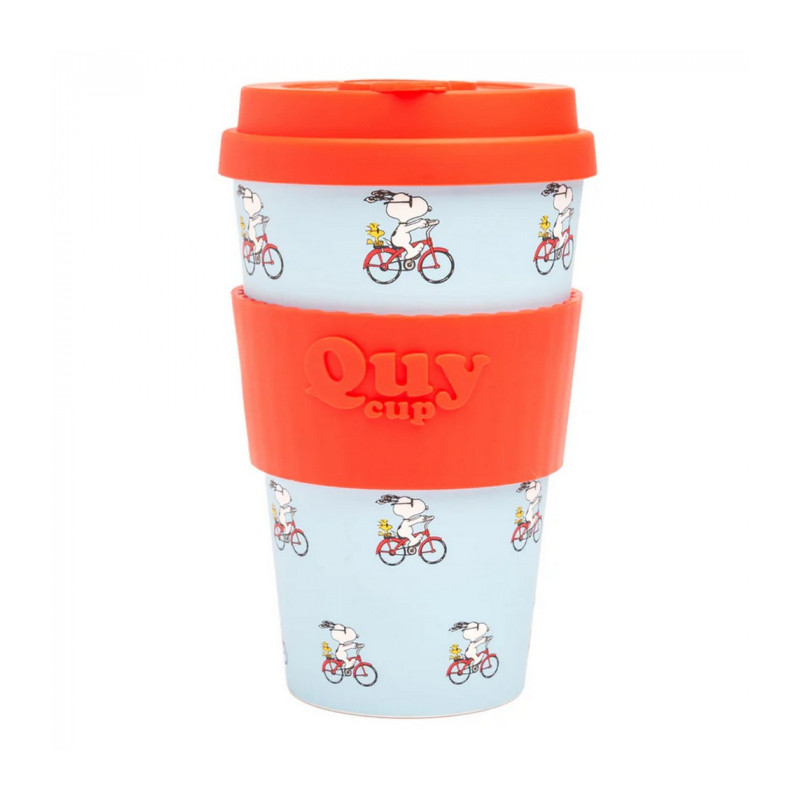 TASSE CAFE A EMPORTER PEANUTS SNOOPY A VELO ROUGE 400 ML