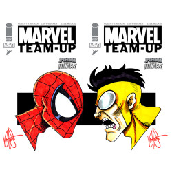 DF MARVEL TEAM UP 14 FACSIMILE EDITION DUAL BLANK VARIANT SET SIGNED AND REMARKED BY KEN HAESER
