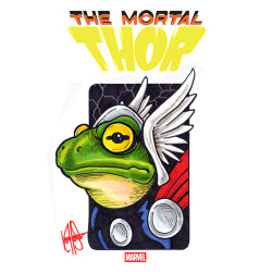 DF THE MORTAL THOR 1 SIGNED AND REMARKED BY KEN HAESER WITH A THROG SKETCH