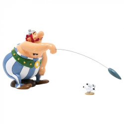 OBELIX LANCANT LE MENHIR A IDEFIX ASTERIX PIXI FIGURINE 6 CM
