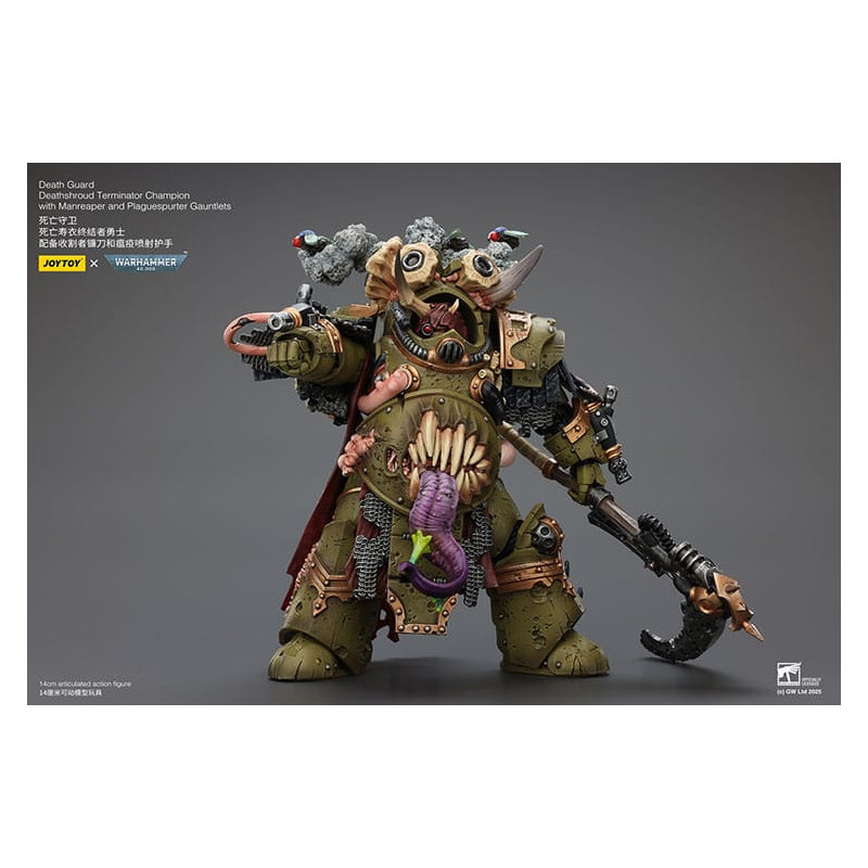 DEATH GUARD TERMINATOR CHAMPION WITH MANREAPER WARHAMMER 40K FGURINE 12 CM