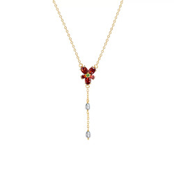 COLLIER CRISTAL ROUGE HERMIONE METAL PLAQUE OR