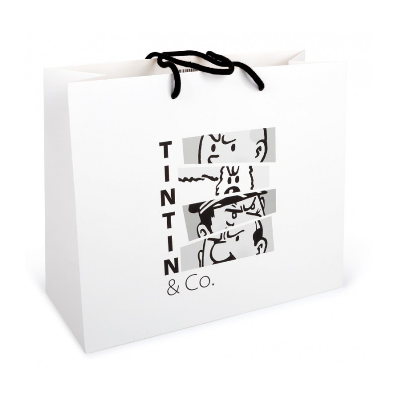 TINTIN SAC CADEAU NOIR ET BLANC 35X30X14CM