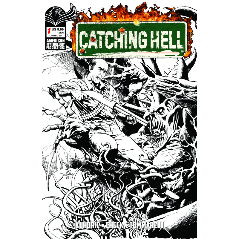CATCHING HELL FEAT REGGIE BANNISTER 1 CVR F ROY ALLAN MARTINEZ B&W LIMITED EDITION VAR Limited to 350 Copies Allocations May Occ