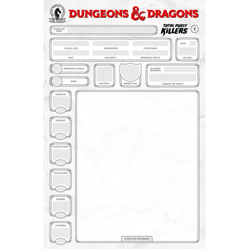 DUNGEONS & DRAGONS: TOTAL PARTY KILLERS 1 (CVR E) (BLANK COVER-CHARACTER SHEET)