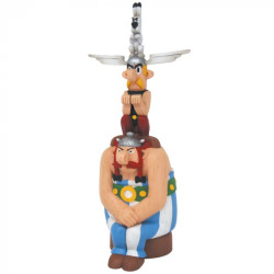 ASTÉRIX AVEC OBÉLIX ET IDÉFIX EN TOTEM FIGURINE DE 40 CM