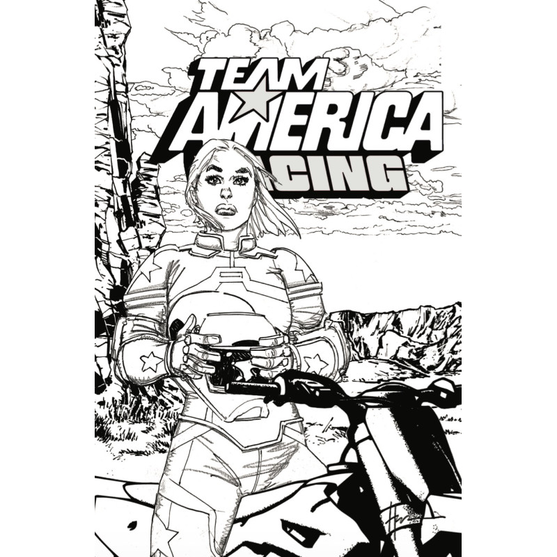 TEAM AMERICA RACING FULL THROTTLE EDITION 1 (ONE SHOT) CVR E HOWARD CHAYKIN B&W VARIANT
