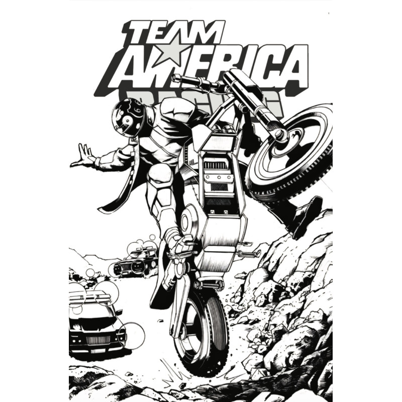 TEAM AMERICA RACING FULL THROTTLE EDITION 1 (ONE SHOT) CVR F JAVIER SALTARES B&W VARIANT