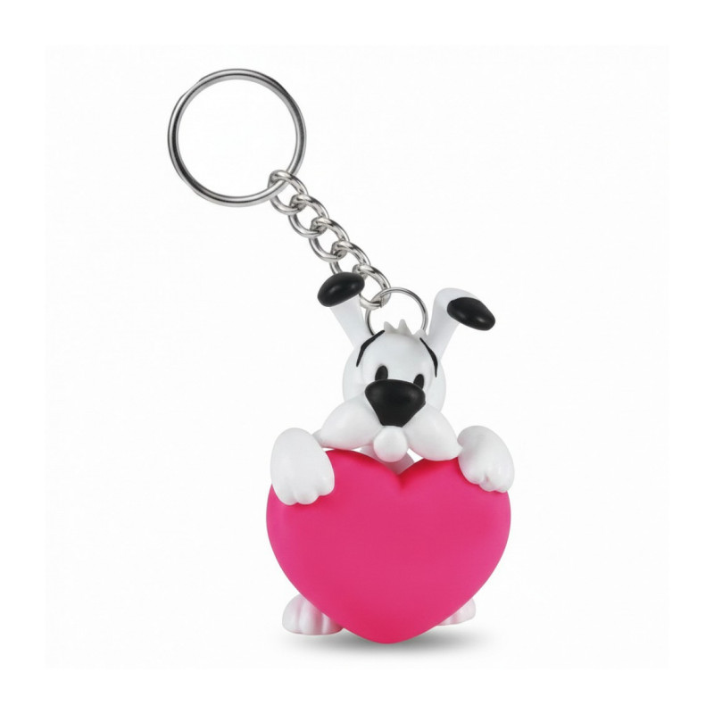 IDEFIX CŒUR ROSE PORTE CLES ASTERIX 5 CM