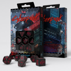 CYBERPUNK RED BLOOD OVER CHROME 7 PC RPG DICE SET