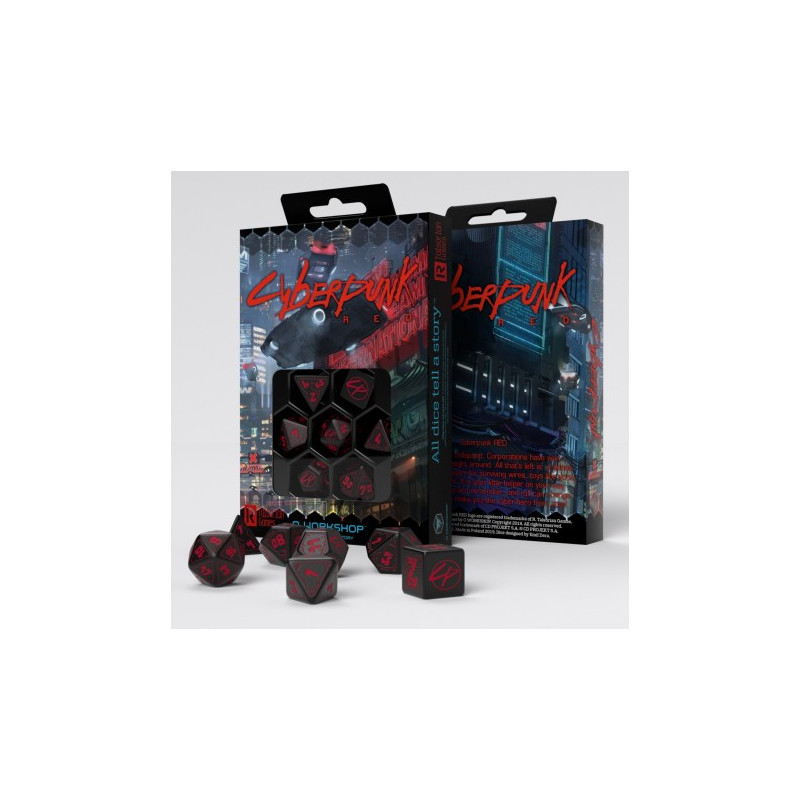 CYBERPUNK RED BLOOD OVER CHROME 7 PC RPG DICE SET