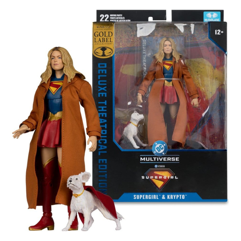 SUPERGIRL TRENCH COAT AND KRYPTO 2026 DC THEATRICAL EDITION FIGURINE 17 CM