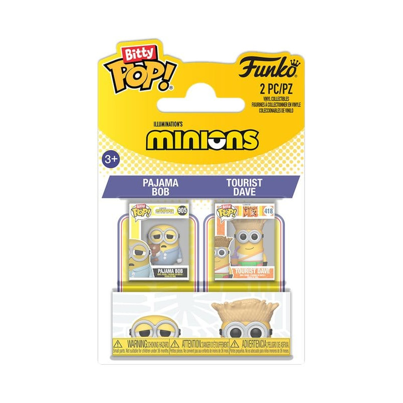 PAJAMA BOB AND TOURIST DAVE MINIONS PACK 2 FIGURINES BITTY POP VINYL 2 CM