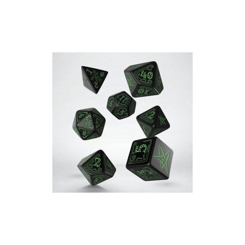 DICE SET - CALL OF CTHULHU BLACK AND GREEN DICE