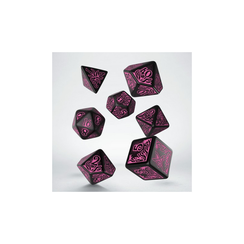 DICE SET - CALL OF CTHULHU MAGENTA & BLACK DICE