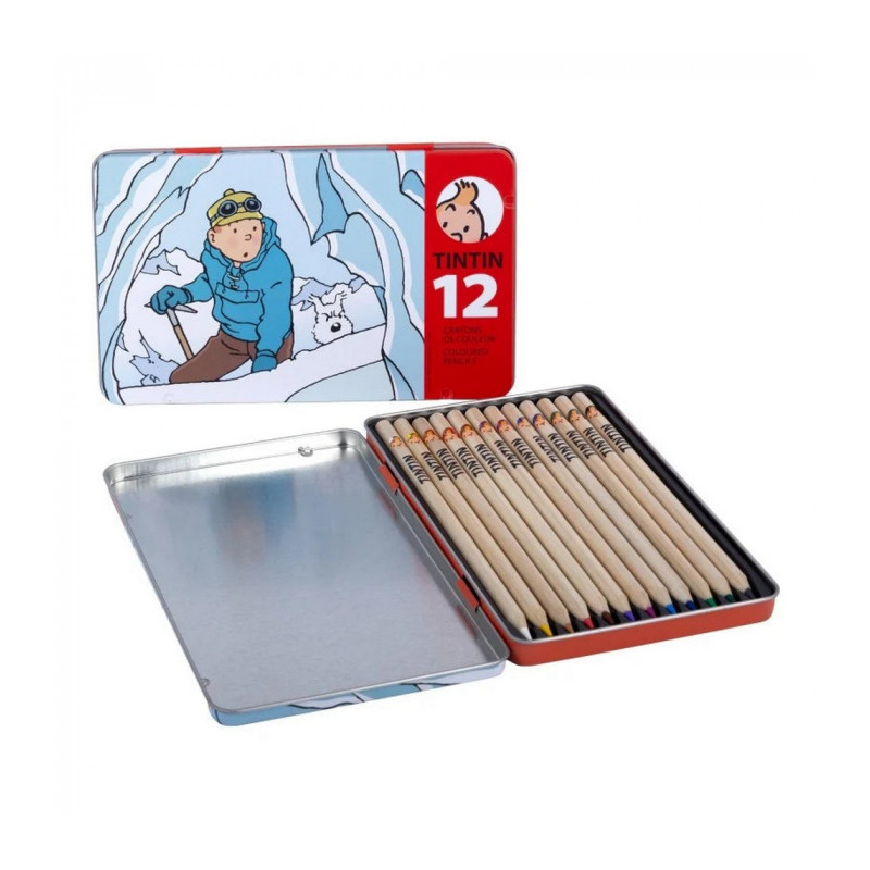 TINTIN 12 CRAYONS DE COULEUR BOITE TINTIN AU TIBET