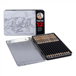 TINTIN 12 CRAYONS DE COULEURS BOITE CROQUIS HB