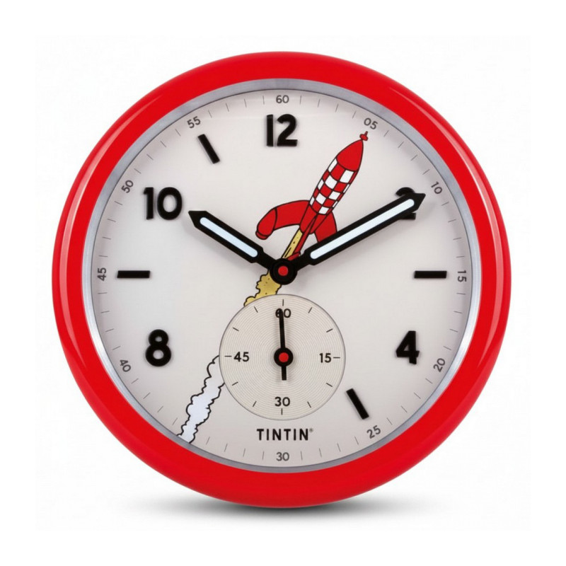TINTIN HORLOGE ROUGE OBJECTIF LUNE 35 CM