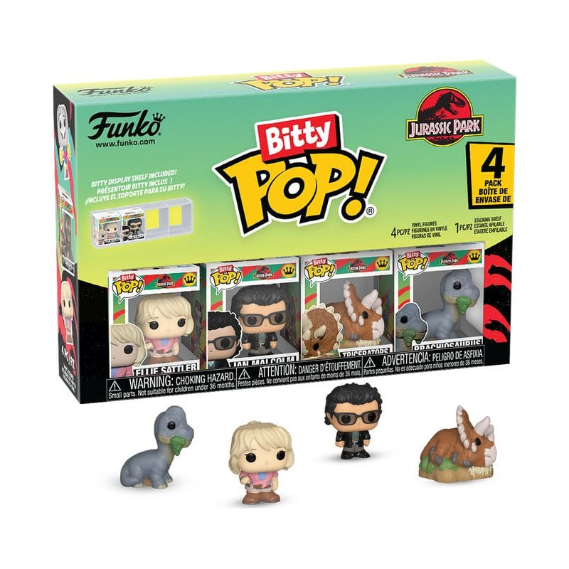 JURASSIC PARK PACK 4 FIGURINES BITTY POP SERIES TRICERATOPS VINYL FIGURINE 2 CM