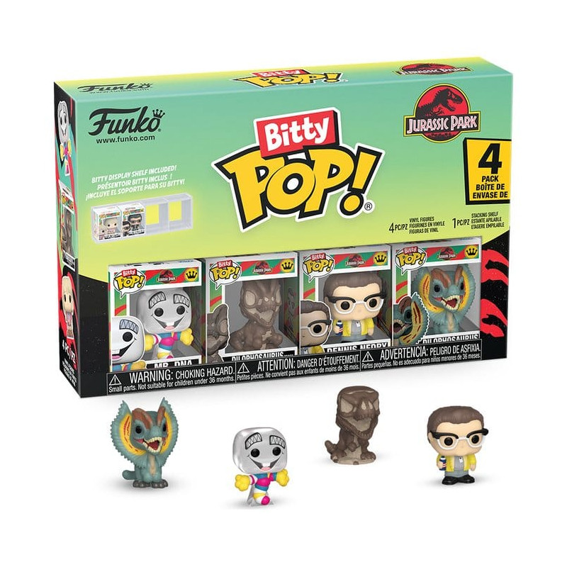 JURASSIC PARK PACK 4 FIGURINES BITTY POP SERIES MR DNA VINYL FIGURINE 2 CM