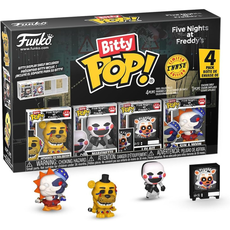 GOLDEN FREDDY FIVE NIGTS AT FREDDY S PACK 4 FIGURINES BITTY POP VINYL WITH CHASE 2 CM