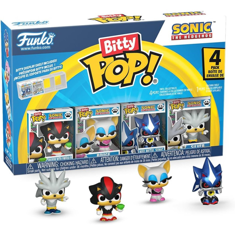 SONIC THE HEDGEHOG SHADOW PACK 4 FIGURINES BITTY POP VINYL WITH CHASE 2 CM