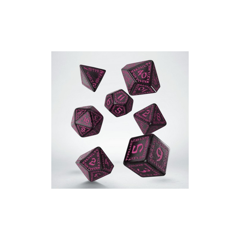 RUNIC NOIR ET MAGENTA SET DE 7 DES