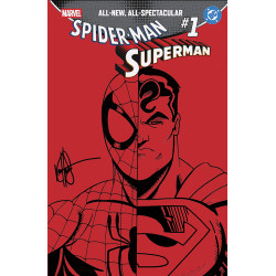 DF MARVEL/DC SPIDERMAN/SUPERMAN 1 RED BLANK VARIANT SIGNED AND REMARKED BY KEN HAESER WITH A SPIDERMAN/SUPERMAN SKETCH Allocatio