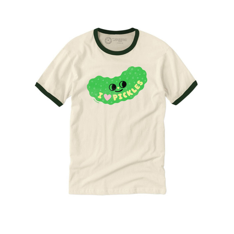 SUZY ULTMAN: I HEART PICKLES UNISEX RINGER T-SHIRT X-LARGE
