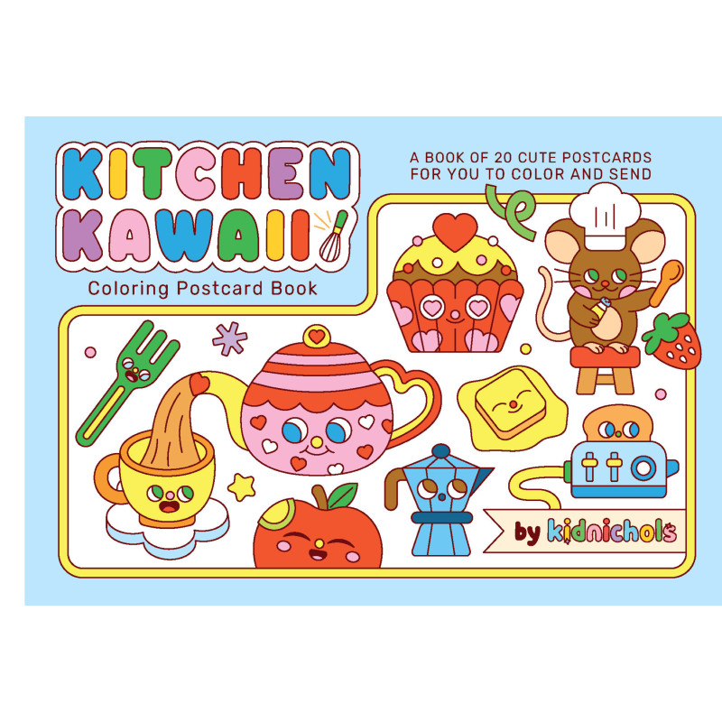 KITCHEN KAWAII COLORING POSTCARD BOOK