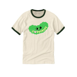 SUZY ULTMAN: I HEART PICKLES UNISEX RINGER T-SHIRT LARGE