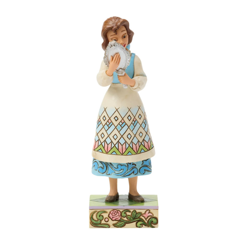 BELLE AVEC SON MIROIR LA BELLE ET LA BETE STATUETTE 16 CM