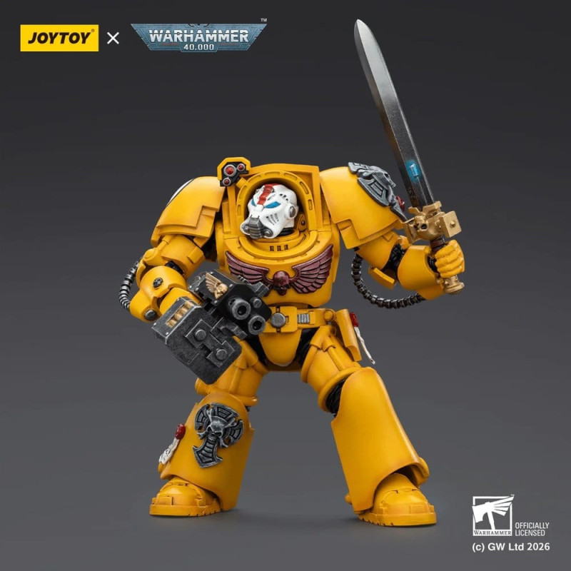 IMPERIAL FISTS TERMINATOR 1 W POWER SWORD AND STORM BOLTER WARHAMMER 40K FIGURINE 14 CM