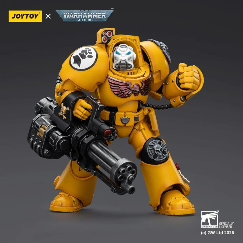 IMPERIAL FISTS TERMINATOR 3 W POWER FIST AND ASSAULT CANNON WARHAMMER 40K FIGURINE 14 CM