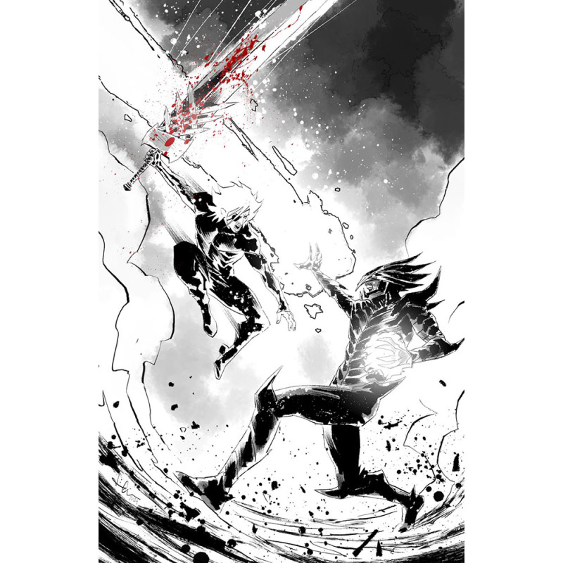 LOST FANTASY 13 CVR E LUCA CASALANGUIDA BLACK AND WHITE AND BLOOD VIRGIN CARDSTOCK VAR