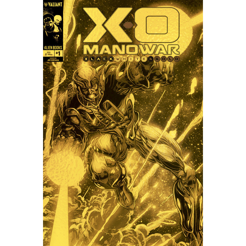 X-O MANOWAR BLACK, WHITE & GOLD 1 VARIANT D FOIL (QUESADA GOLD VERSION)
