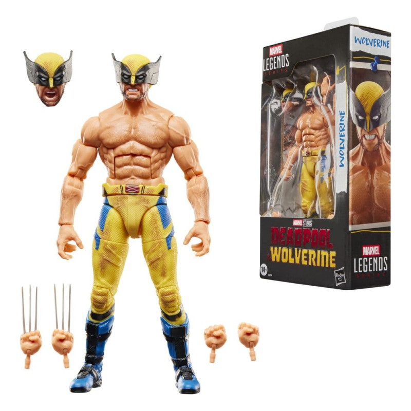 WOLVERINE SHIRTLESS DEADPOOL AND WOLVERINE MARVEL LEGENDS FIGURINE 15 CM